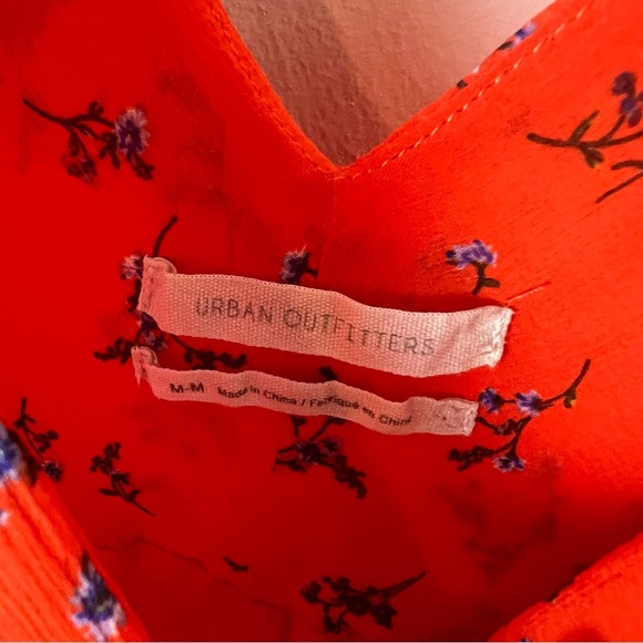 Urban Outfitters Orange Floral Heidi Midi Dress Size M - Picture 3 of 5